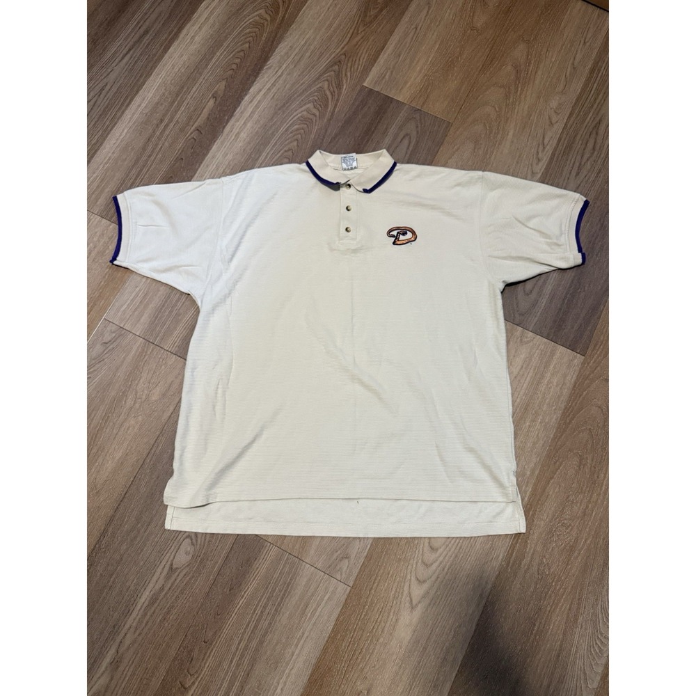 True Fan Arizona Diamondbacks Polo Shirt Mens XL Beige Vintage Embroidered Logo